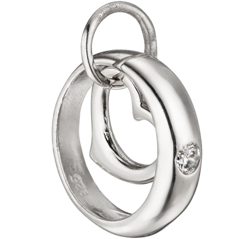 JOBO Kinder Taufring mit Herz 925 Sterling Silber 1 Zirkonia Taufanh�nger