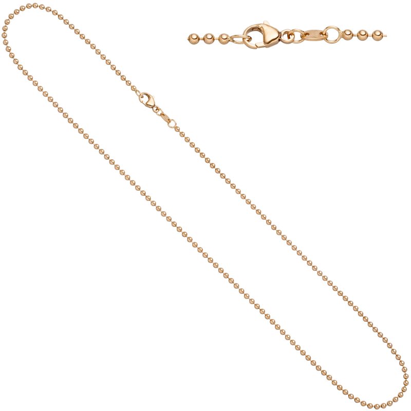 JOBO Kugelkette 585 Rotgold 2,0 mm 45 cm Gold Kette Halskette Rotgoldkette Karabiner