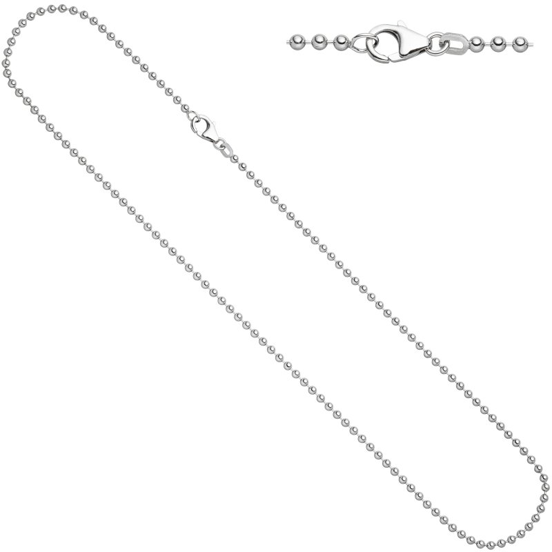JOBO Kugelkette 925 Silber 2,5 mm 60 cm Halskette Kette Silberkette Karabiner