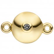 JOBO Magnet-Schlie�e 925 Silber gold vergoldet 2 Zirkonia Verschluss f�r Perlenkette