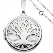JOBO Medaillon Anh�nger Baum des Lebens Weltenbaum rund 925 Silber mit Kette 60 cm