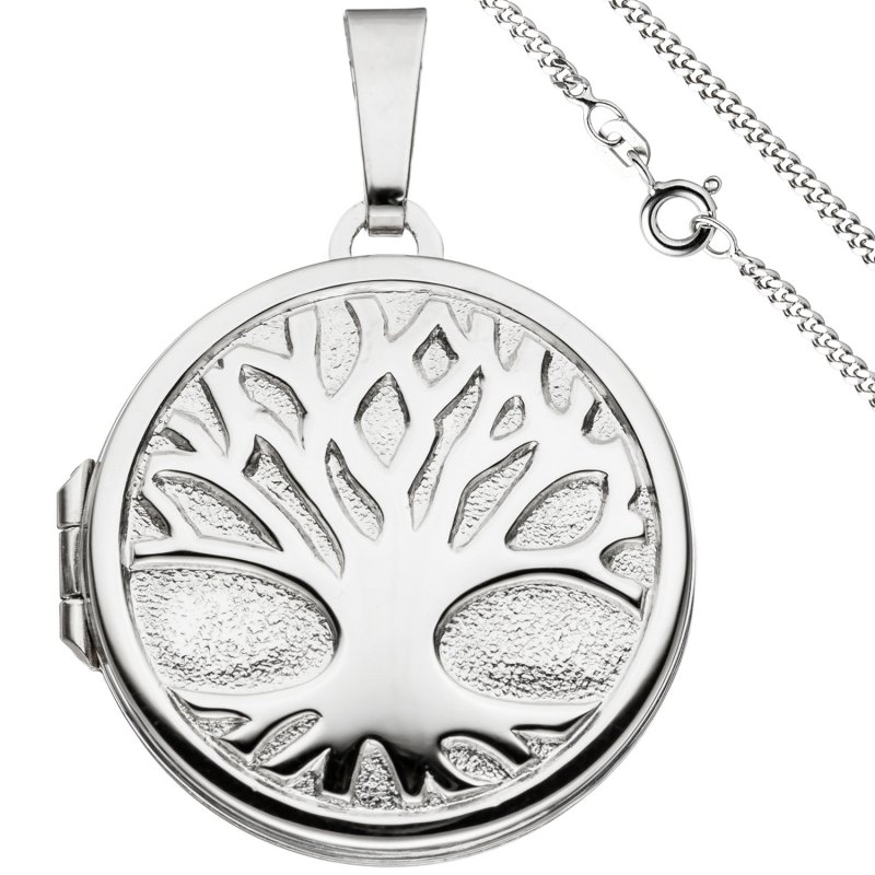 JOBO Medaillon Anh�nger Baum des Lebens Weltenbaum rund 925 Silber mit Kette 50 cm