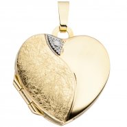 JOBO Medaillon Herz 333 Gold Gelbgold eismatt Anh�nger zum �ffnen f�r 2 Fotos