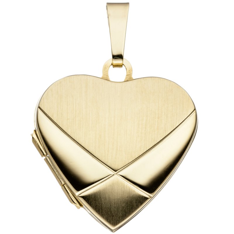 JOBO Medaillon Herz 585 Gold Gelbgold mattiert Anh�nger zum �ffnen