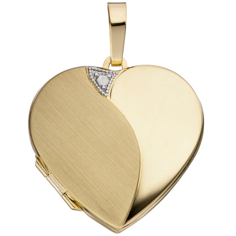 JOBO Medaillon Herz 585 Gold Gelbgold mattiert Anh�nger zum �ffnen