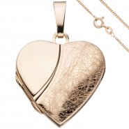 JOBO Medaillon Herz Anh�nger zum �ffnen 925 Silber rosegold vergoldet mit Kette 45 cm