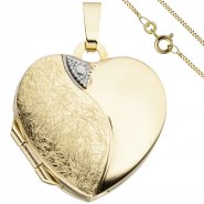JOBO Medaillon Herz Anh�nger zum �ffnen f�r 2 Fotos 333 Gold mit Kette 45 cm