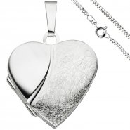 JOBO Medaillon Herz Anh�nger zum �ffnen f�r 2 Fotos 925 Silber mit Kette 50 cm
