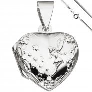 JOBO Medaillon Herz Anh�nger zum �ffnen f�r 2 Fotos 925 Silber mit Kette 50 cm