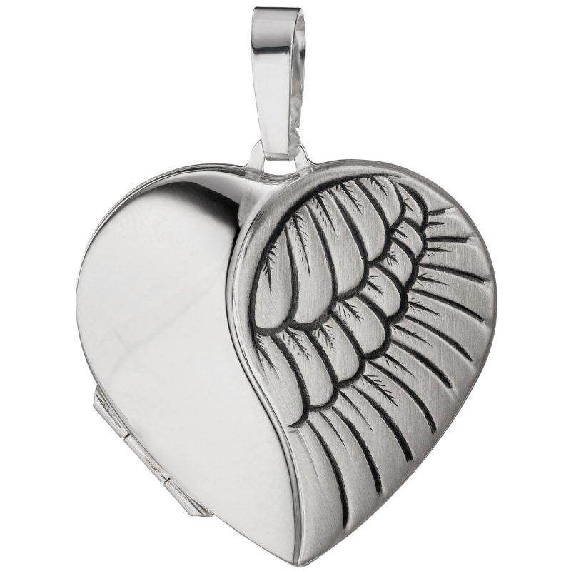 JOBO Medaillon Herz f�r 2 Fotos 925 Sterling Silber matt Anh�nger zum �ffnen