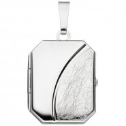 JOBO Medaillon achteckig f�r 2 Fotos 925 Sterling Silber eismatt Anh�nger zum �ffnen