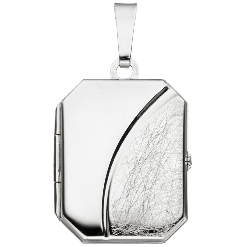 JOBO Medaillon achteckig f�r 2 Fotos 925 Sterling Silber eismatt Anh�nger zum �ffnen