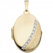 JOBO Medaillon oval 333 Gold Gelbgold bicolor eismatt Anh�nger zum �ffnen