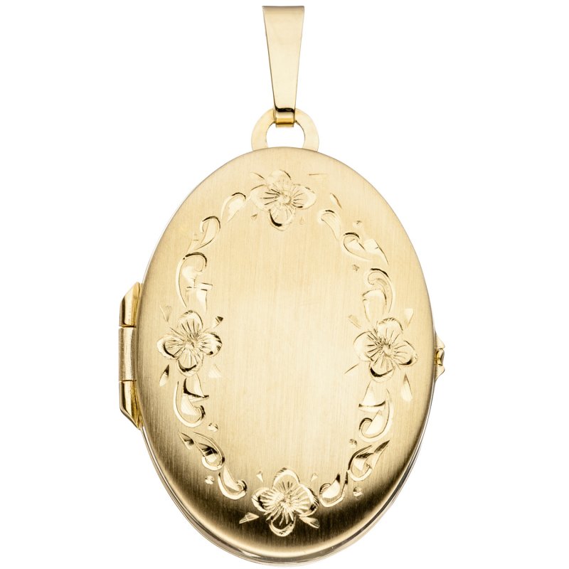 JOBO Medaillon oval 333 Gold Gelbgold mattiert Anh�nger zum �ffnen