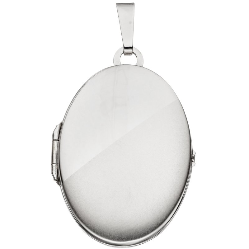 JOBO Medaillon oval 585 Gold Wei�gold mattiert Anh�nger zum �ffnen