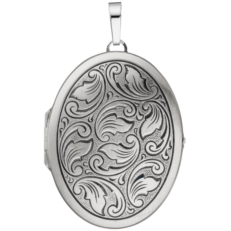 JOBO Medaillon oval 925 Sterling Silber mattiert geschw�rzt Anh�nger zum �ffnen