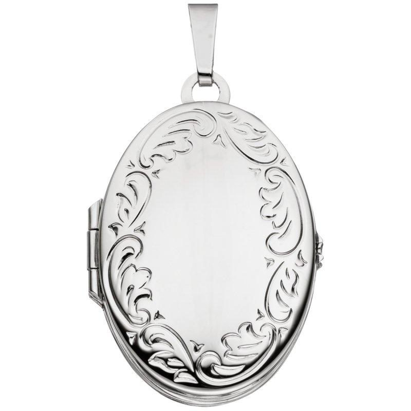 JOBO Medaillon oval 925 Sterling Silber rhodiniert Anh�nger zum �ffnen f�r 4 Fotos