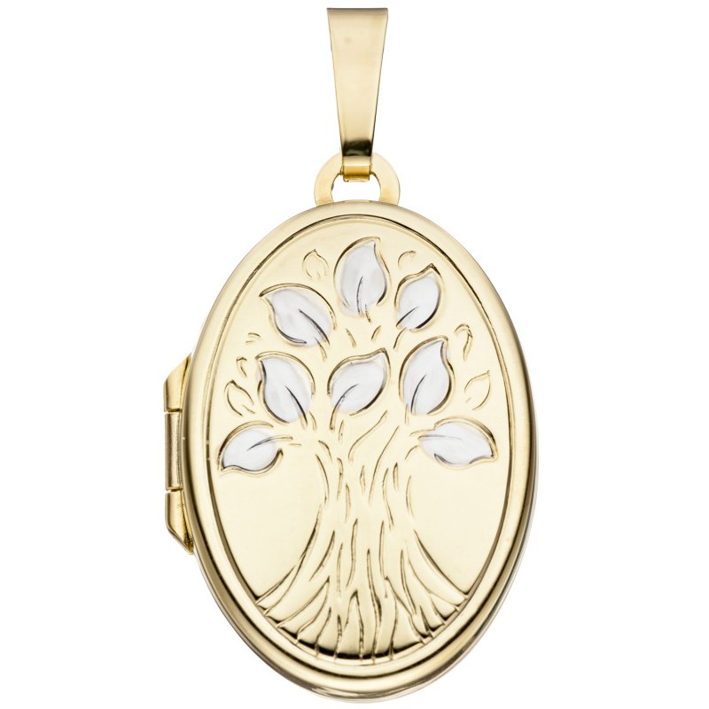 JOBO Medaillon oval Baum 585 Gold Gelbgold bicolor zum �ffnen f�r 2 Fotos