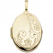 JOBO Medaillon oval Blumen 333 Gold Gelbgold Anh�nger zum �ffnen