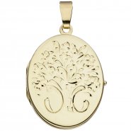 JOBO Medaillon oval Blumen 585 Gold Gelbgold Anh�nger zum �ffnen