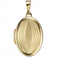 JOBO Medaillon oval f�r 2 Fotos 585 Gold Gelbgold matt Anh�nger zum �ffnen