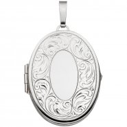 JOBO Medaillon oval f�r 2 Fotos 925 Sterling Silber matt Anh�nger zum �ffnen