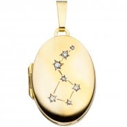 JOBO Medaillon oval f�r 2 Fotos aus 333 Gold Gelbgold 4 Zirkonia Anh�nger zum �ffnen