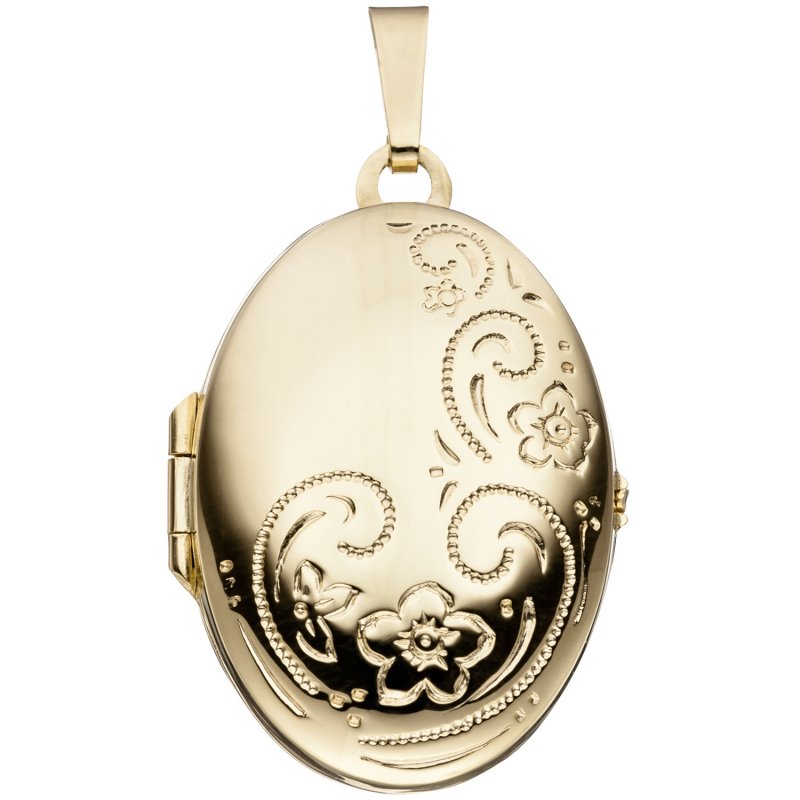 JOBO Medaillon oval f�r 2 Fotos 333 Gold Gelbgold Anh�nger zum �ffnen