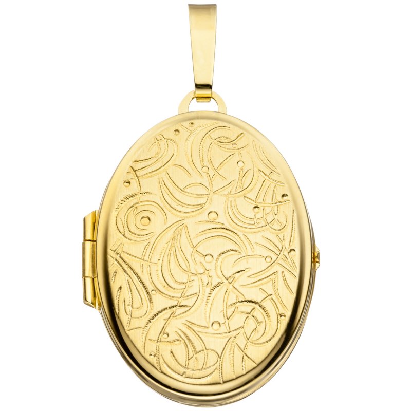 JOBO Medaillon oval f�r 2 Fotos 333 Gold Gelbgold matt Anh�nger zum �ffnen
