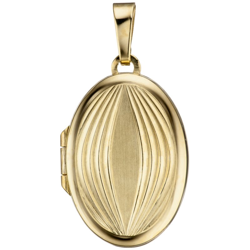 JOBO Medaillon oval f�r 2 Fotos 585 Gold Gelbgold matt Anh�nger zum �ffnen