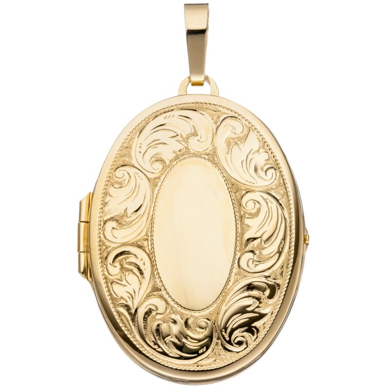 JOBO Medaillon oval f�r 2 Fotos 925 Silber gold vergoldet Anh�nger zum �ffnen