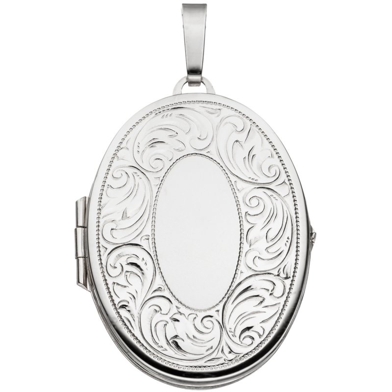 JOBO Medaillon oval f�r 2 Fotos 925 Sterling Silber matt Anh�nger zum �ffnen