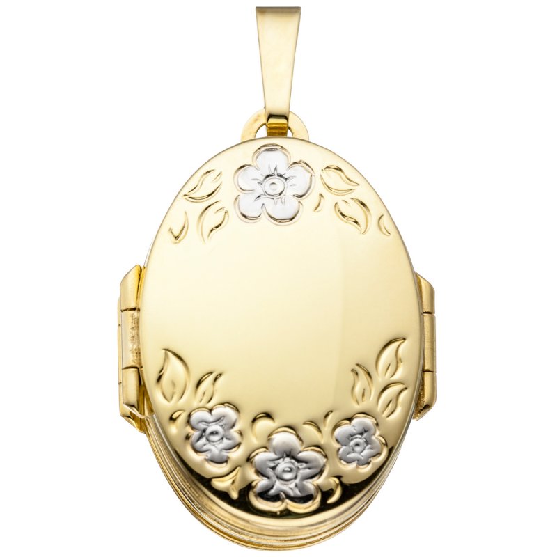JOBO Medaillon oval mit Blumen Muster 333 Gold Gelbgold zum �ffnen f�r 6 Fotos