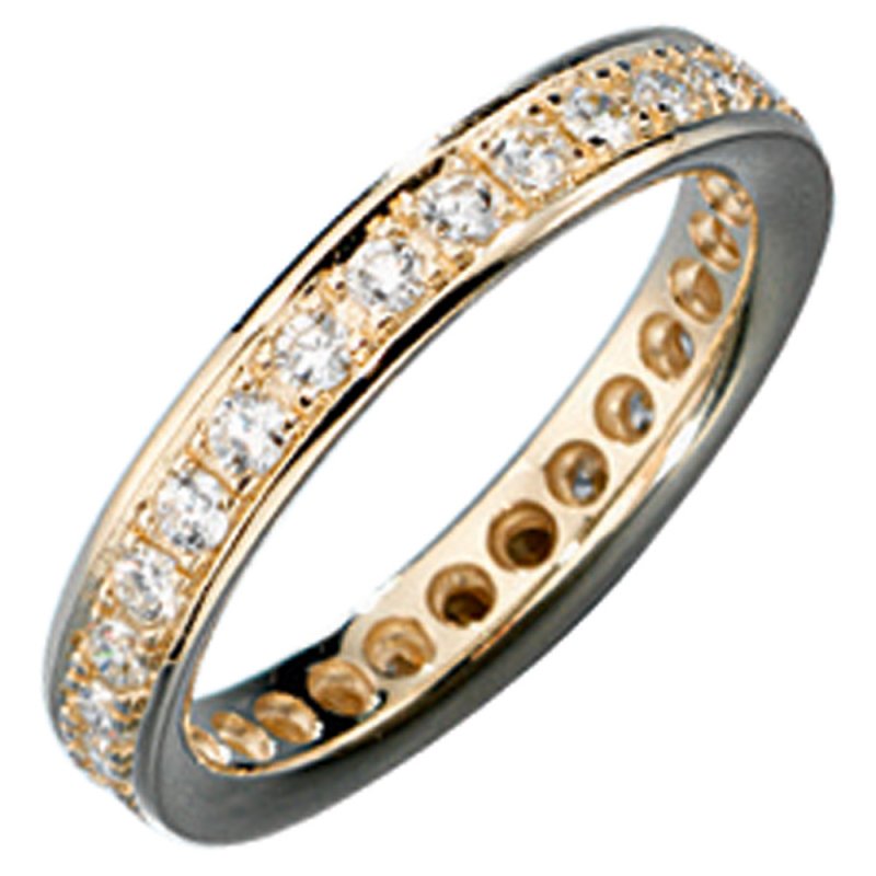 JOBO Memory Ring 585 Gold Gelbgold mit Diamanten Brillanten rundum Memoryring