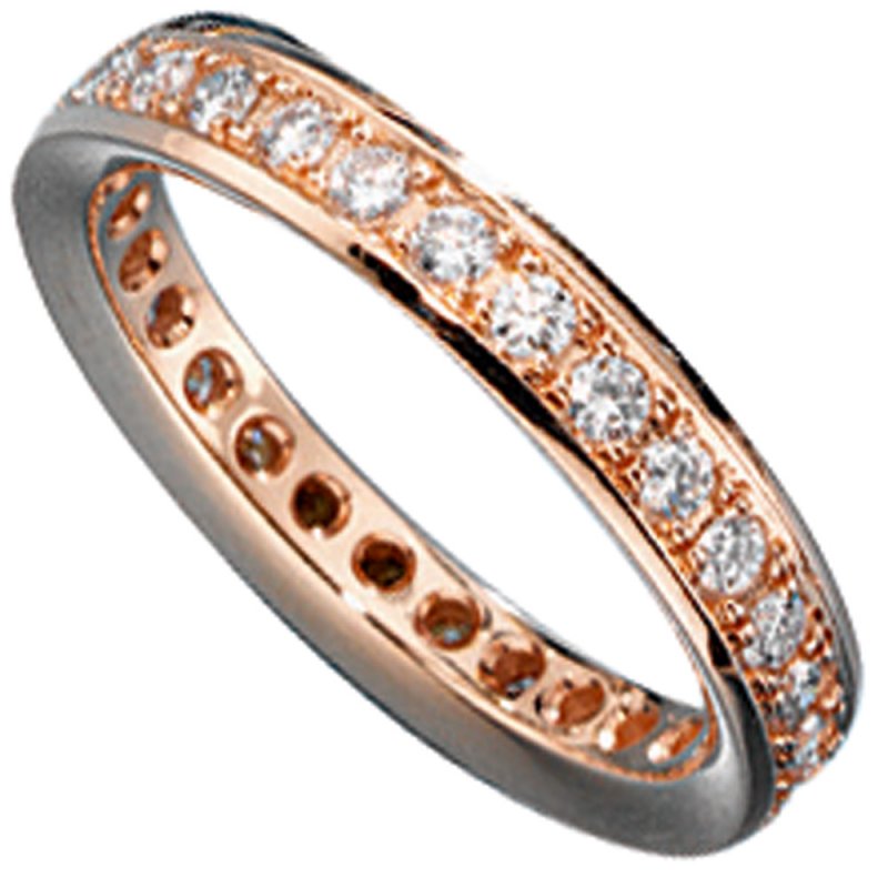 JOBO Memory Ring 585 Gold Rotgold mit Diamanten Brillanten rundum Memoryring