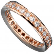 JOBO Memory Ring 585 Gold Rotgold mit Diamanten Brillanten rundum Memoryring