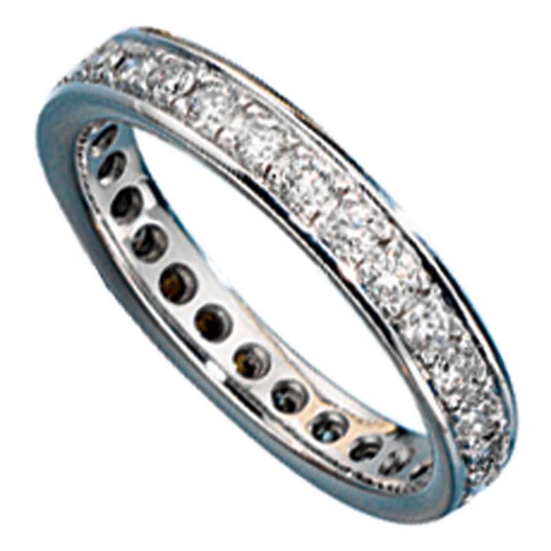 JOBO Memory Ring 585 Gold Wei�gold mit Diamanten Brillanten rundum Memoryring