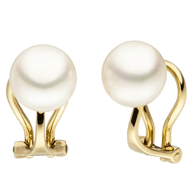 JOBO Ohrclips 585 Gold Gelbgold 2 S��wasser Perlen Ohrringe Perlenohrclips