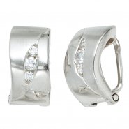 JOBO Ohrclips 925 Sterling Silber rhodiniert mattiert 6 Zirkonia Ohrringe Clips