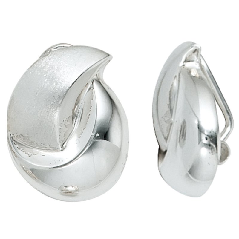 JOBO Ohrclips 925 Sterling Silber rhodiniert mattiert Ohrringe Clips
