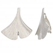 JOBO Ohrclips Ginko Ginkgo 925 Sterling Silber mattiert Handarbeit Ohrringe Clips