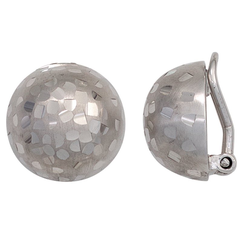 JOBO Ohrclips Halbkugel 925 Sterling Silber rhodiniert mattiert Ohrringe Clips