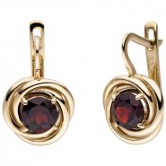 JOBO Ohrh�nger 333 Gold Gelbgold 2 Granate rot Ohrringe Boutons