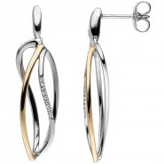 JOBO Ohrh�nger 333 Gold Wei�gold Gelbgold bicolor 18 Zirkonia Ohrringe Ohrstecker
