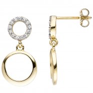 JOBO Ohrh�nger 375 Gold Gelbgold 26 Zirkonia Ohrringe Ohrstecker Goldohrringe