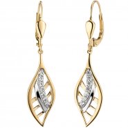 JOBO Ohrh�nger 375 Gold Gelbgold bicolor 14 Zirkonia Ohrringe Boutons Goldohrringe