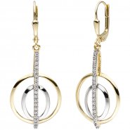 JOBO Ohrh�nger 375 Gold Gelbgold bicolor 38 Zirkonia Ohrringe Boutons Goldohrringe