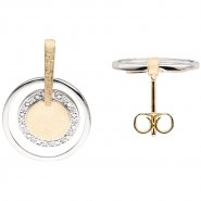 JOBO Ohrh�nger 585 Gelbgold Wei�gold bicolor eismatt 24 Diamanten Brillanten