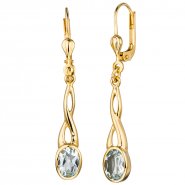 JOBO Ohrh�nger 585 Gold Gelbgold 2 Aquamarine helllbau blau Ohrringe Boutons