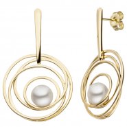 JOBO Ohrh�nger 585 Gold Gelbgold 2 S��wasser Perlen Ohrringe Perlenohrringe